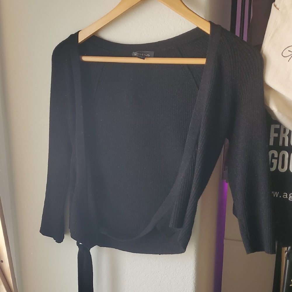 Bebe Black Ballerina Wrap Cardigan Top